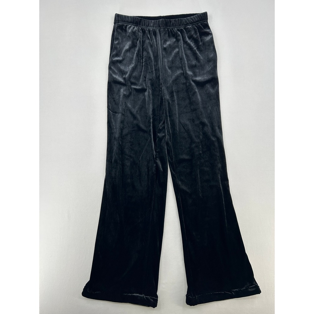 Another Story Womens Black Velvet Wide Leg Elastic Waist Pants Size Large